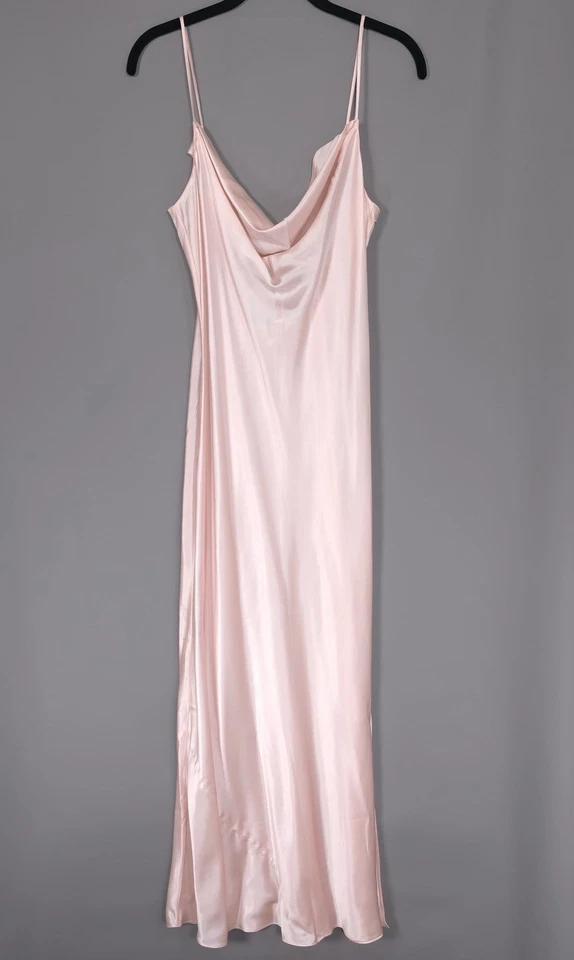 VICTORIA’S SECRET Vintage 100% SILK Charmeuse Maxi Slip Dress MEDIUM Blush Pink - Image 1 of 4