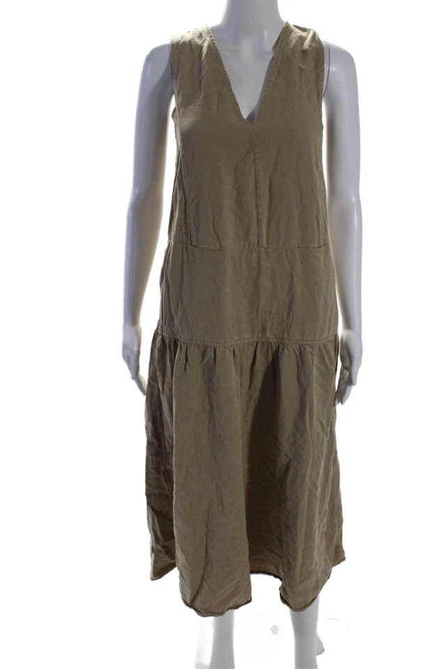 Everlane Womens Two Pocket V-Neck Sleeveless Pullover Maxi Dress Beige Size XS - Image 1 of 4