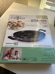 Tabakh Appam Patra Paniyaram Sartén Antiadherente Appam con Tapa de Acero Inoxidable, 9.5" - Imagen 1 de 4