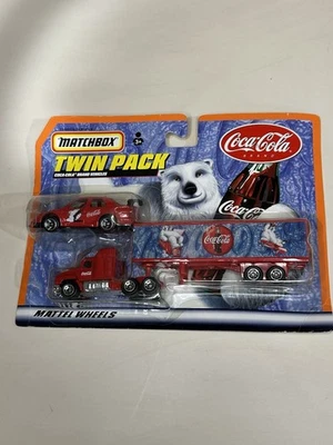 Matchbox Coca-Cola Twin Pack Diecast Polar Bear Trucks NOS Carded Car And Hauler - Image 1 of 4