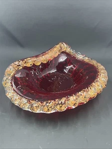 Murano Red Bullicante Bowl With Gold Rim - Picture 1 of 9