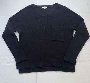 Madewell Thompson Pocket Pullover Knit Sweater Women Size Large Black - Picture 1 of 13