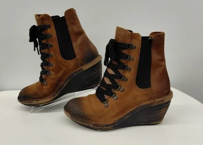 FLY London Women's Suzu Lace Up Wedge Ankle Booties Brown Size 37EU - Image 1 of 4