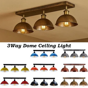 3 Way Ceiling Lights Lampshade Suspended 3 Head Dome Flush Lamp Fitting - Picture 1 of 36