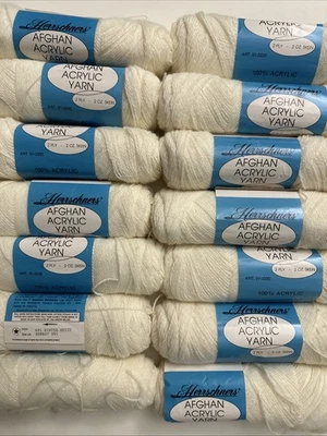 NOS Lot Of 14 Skeins 28oz NEW Herrschners 2-Ply Afghan Yarn #691 Winter White - Image 1 of 4