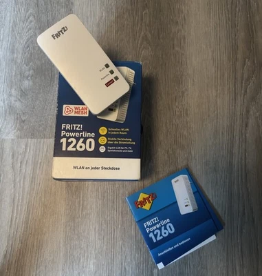 AVM FRITZ!Powerline 1260 Single-Adapter 1.200 Mbit/S mit OVP und Anleitung - Bild 1 von 2