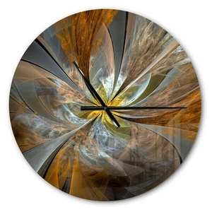 'Symmetrical Brown Fractal Flower ' Modern wall clock for Home Bedroom Bathro... - Picture 1 of 2