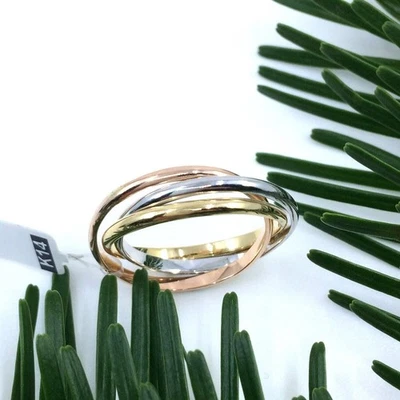 14K Tricolor Gold Puzzle Ring | Triple Lustrous Design Fine - Image 1 of 4