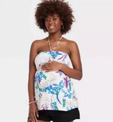 NWT! Isabel Maternity Halter Tie Floral Top - Size Small - Image 1 of 4