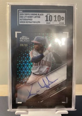 2020 Topps Chrome Black Kenny Lofton Green Refr. Auto SP #/99 SGC  10/10 - Image 1 of 2
