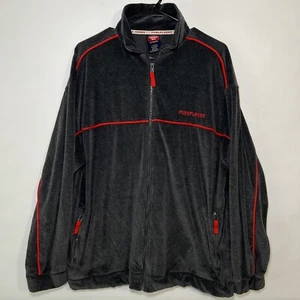 Vintage Pure Playaz Full Zip Velour Track Jacket Mens Size M Medium Gray Red Y2K - Picture 1 of 10