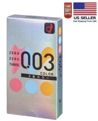 Condones surtidos de látex OKAMOTO 003 0,03 mm 3 colores 12 un. (vendedor de EE. UU.) Foto 1 de 4
