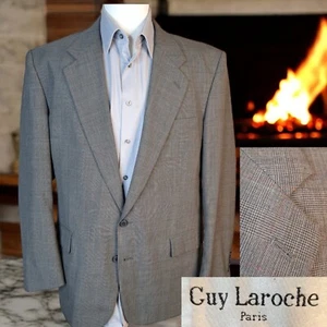 Guy Laroche Jacket Suit Coat Mens 42R Gray Plaid Wool Blend - Picture 1 of 10