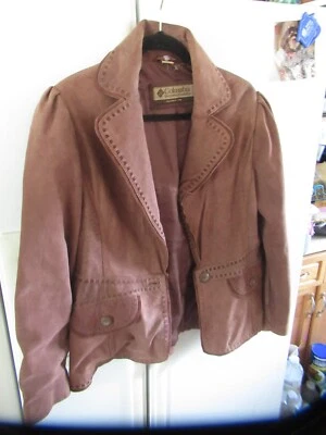 Columbia Women's rare nubuck leather blazer jacket lined xl  L read nwot - Image 1 of 4