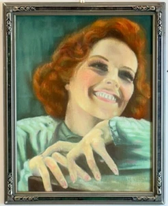 Original 1940's-50's KATHERINE HEPBURN Pastel Painting Portrait Kessel - Picture 1 of 13
