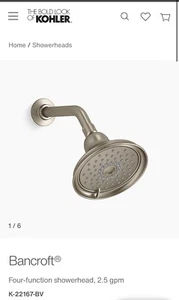 Kohler Bancroft K-22167-BV - Shower Head Multi-Function - Picture 1 of 4