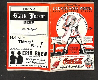 AUGUST 7, 1938 NEW YORK YANKEES @ CLEVELAND INDIANS SCORECARD SCORED GEHRIG HR - Image 1 of 2