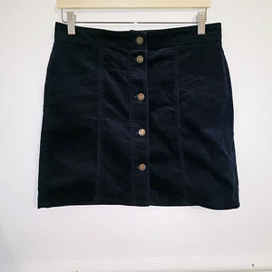 Marks and Spencer Womens Skirt Black Size UK 10 Cord Button up Minimalist - Picture 1 of 7
