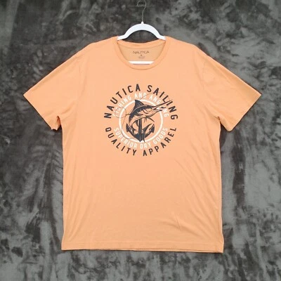 Camiseta Nautica pesca à vela masculina XL laranja claro gráfico manga curta gola redonda - Imagem 1 de 4