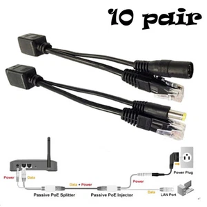 10pair 5.5x2.1mm Power over Ethernet PoE Adapter Injector Splitter Kit PoE Cable - Bild 1 von 2