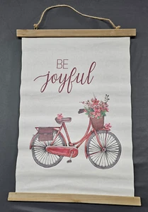 Colgantes de pared vintage de Navidad: bicicleta floral 'Felices fiestas' 16X23" - Imagen 1 de 3