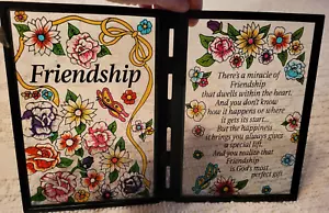 Vintage Enamel Stained Glass Friendship Poem - Picture 1 of 2