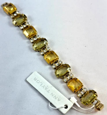 Pulsera ANN TAYLOR Amarillo Verde Transparente Estrás Tono Dorado Panel Foto 1 de 4