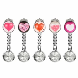 Nurse Doctor Watch Clip On Love Heart Crown Lapel Hanging Quartz FOB Watch - Picture 1 of 12