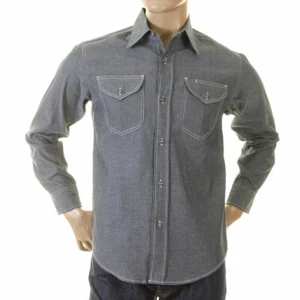 Non Wash Vintage Cut USA Made Long Sleeve Chambray Workwear Shirt SC25638N - Picture 1 of 4