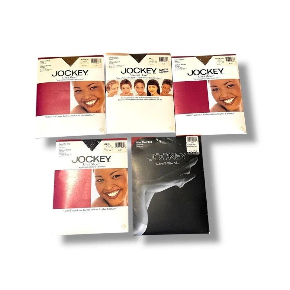 Conjunto de medias ultra transparentes vintage de control de pantimedias de jockey talla MT negro caramelo Foto 1 de 2
