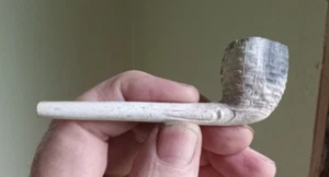 1870s CLAY SMOKING PIPE WITH WICKER BASKETWEAVE PATTERN BOWL - Picture 1 of 5