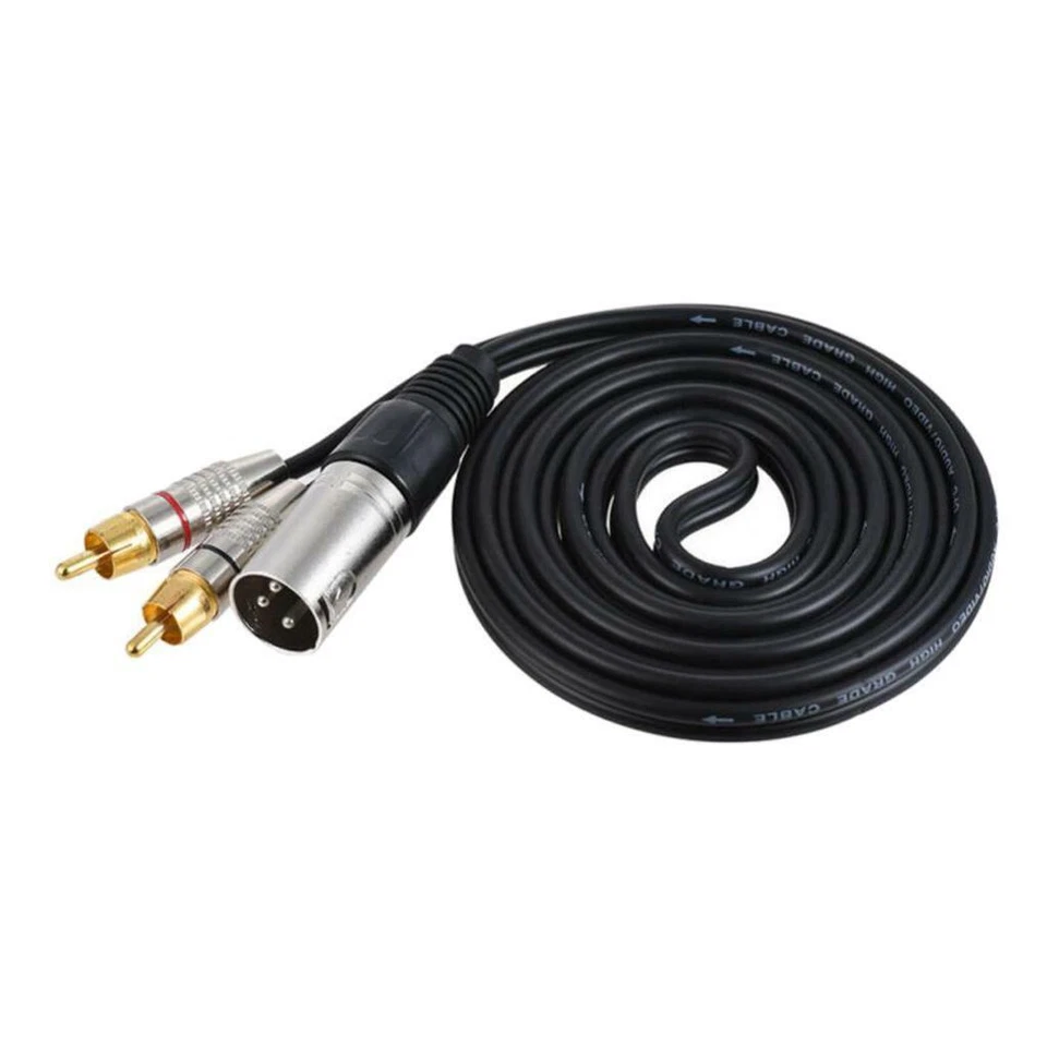 Double  Phono Plug To XLR Plug Socket Speaker Cable Connection Adapter Cable - Image 1 of 1