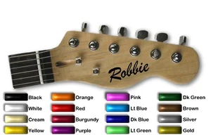 PEGATINA DE NOMBRE PERSONALIZADO PERSONLISE calcomanía cuerda acústica eléctrica cabezal de guitarra - Imagen 1 de 8