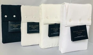 Ralph Lauren RL LINEN SOLID TWO KING PILLOWCASES NEW YOU CHOOSE COLOR - Picture 1 of 14
