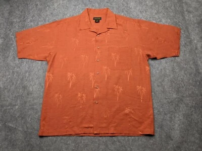 Camisa Roberto Villini Para Hombre Mediana Naranja Palmeras Informal Abotonada Manga Corta Foto 1 de 4