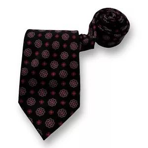 Brioni Brown w/ Pink Geometric Design Pure Silk Neck Tie Mens Size 3"W 59"L - Picture 1 of 5