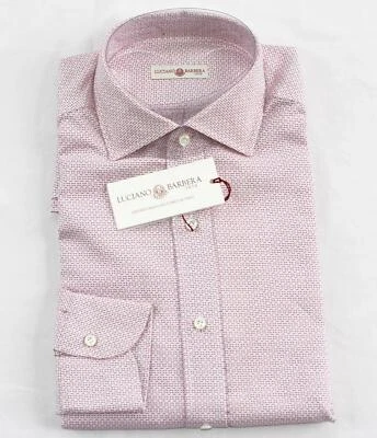 $330 New LUCIANO BARBERA Woven BERRY Casual Button Shirt Sz 2XL XXL Cotton ITALY - Image 1 of 4