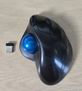 Logitech M570 Wireless Trackball Ergonomic Mouse Blue Ball with Receiver Dongle - Picture 1 of 6