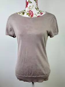 Ojay top women's brown short sleeved round neck 100% wool knit tank Size M - Picture 1 of 10