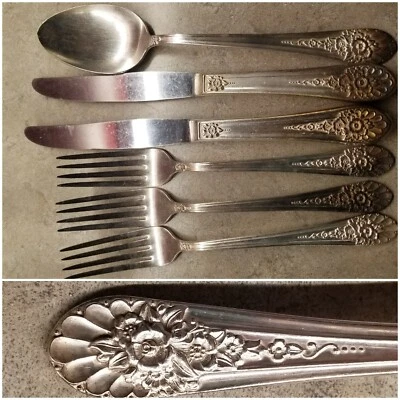 Plato de plata Rogers JUBILEE International 6 piezas - cuchillos, tenedores, cuchara para servir Foto 1 de 4