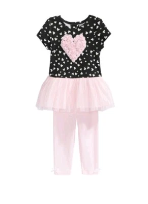 Marmellata Baby девочки текстурированный сердце балетной туника и леггинсы комплект-24 М черный/розовый - Изображение 1 из 2