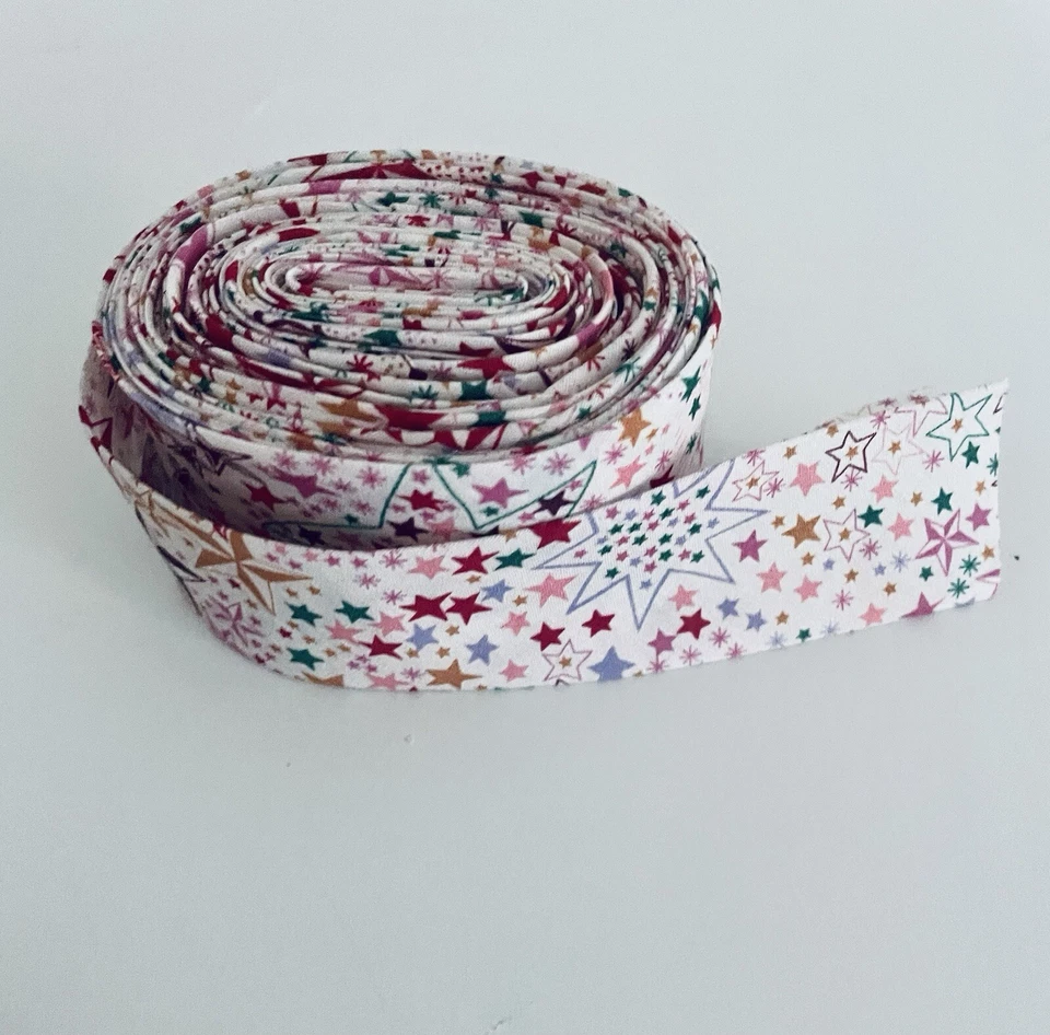 Liberty Adelajda Stars Pink Tana Lawn bias binding Tape ribbon 1 Inch 2.5cm - Image 1 of 1