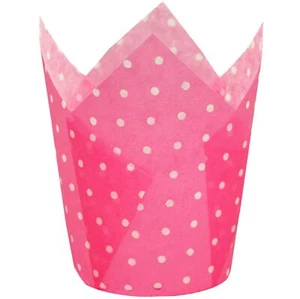 Large Muffin Greaseproof paper Baking cupcake cups, 2-1/4" x 4" Pink printed ... - Picture 1 of 5