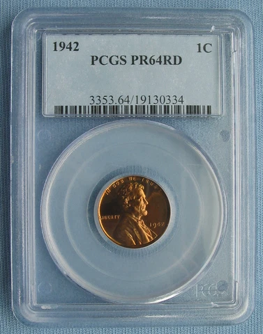 1942 P Proof Lincoln Wheat Cent - PCGS Graded PR64RD (1C penny pr64 rd red) Cover