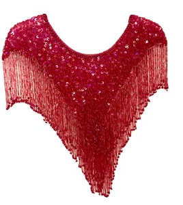 Vintage Style Beaded Cape With Tassels/Beads. Fuchsia Pink. Ladies After Five - Picture 1 of 5