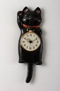 Pendulum Clock Wall Lucky Cat SETO Ware Porcelain Manekineko New Japanese Gift - Picture 1 of 14