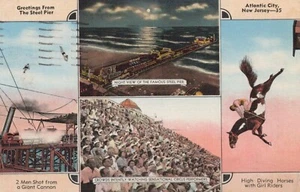 Saluti da Steel Pier - Atlantic City, New Jersey - lino affrancato - Foto 1 di 3