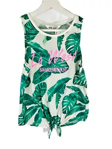 Girls H&M Tank Top w/ Palms LA WEST SAN VICENTE BLVD Graphic Tee Size 12-14 New - Picture 1 of 2