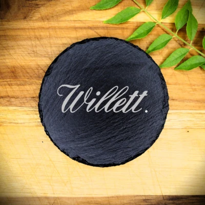 Willett Bourbon Whiskey Slate Coaster Brand New Handcrafted Laser Engraved Round - Image 1 of 4