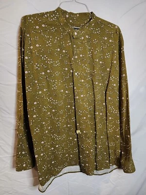 Camisa para hombre French Crown floral oliva con botones talla 3XL Foto 1 de 4